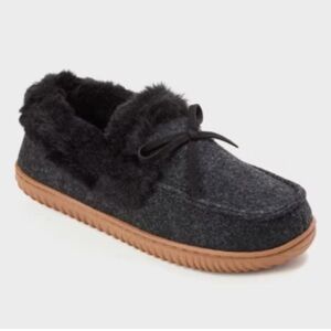 dluxe by dearfoams Women's Alma Moccasin Slippers - Charcoal Gray